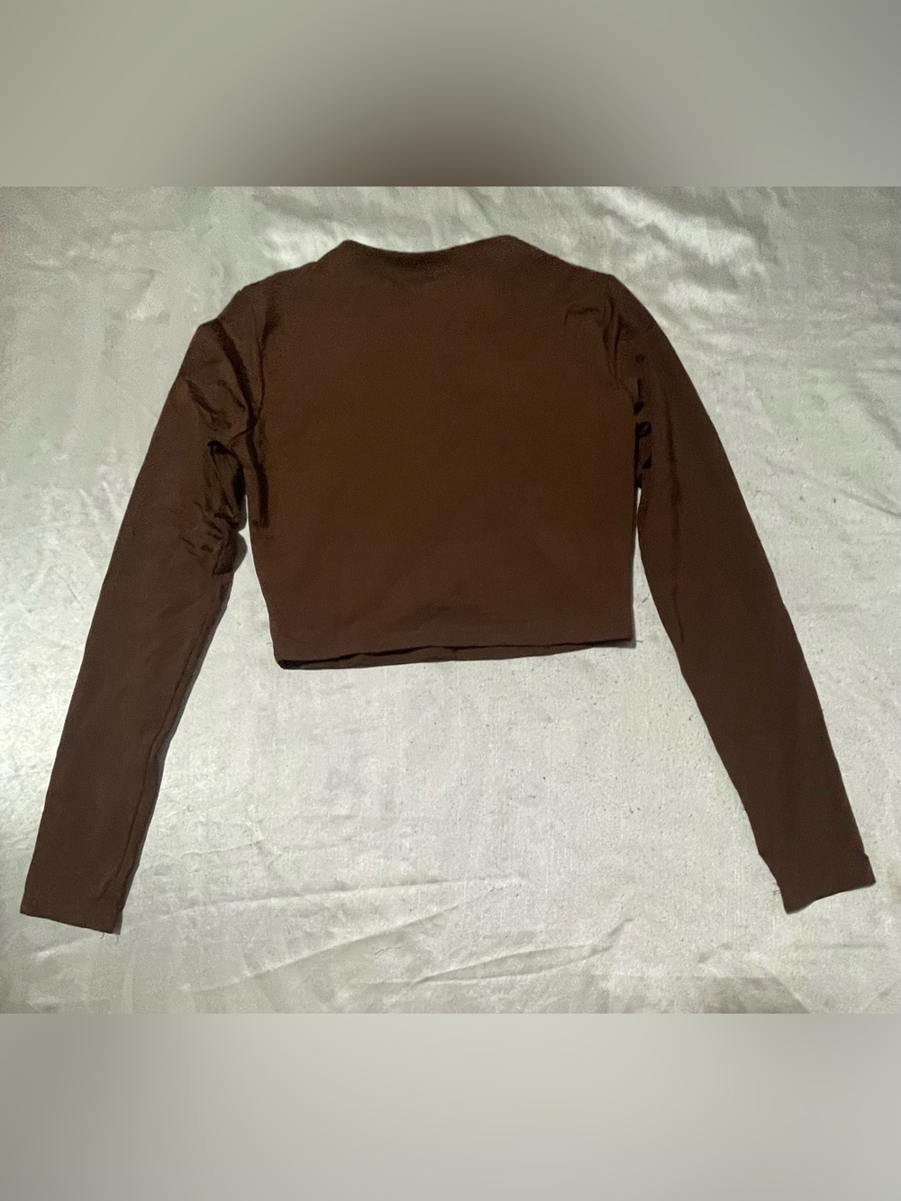 Women's Brown Long Sleeve Cropped Top